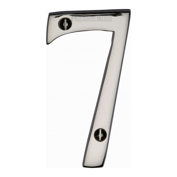 C1561 7-PNF • 76mm • Polished Nickel • Heritage Brass Face Fixing Numeral 7